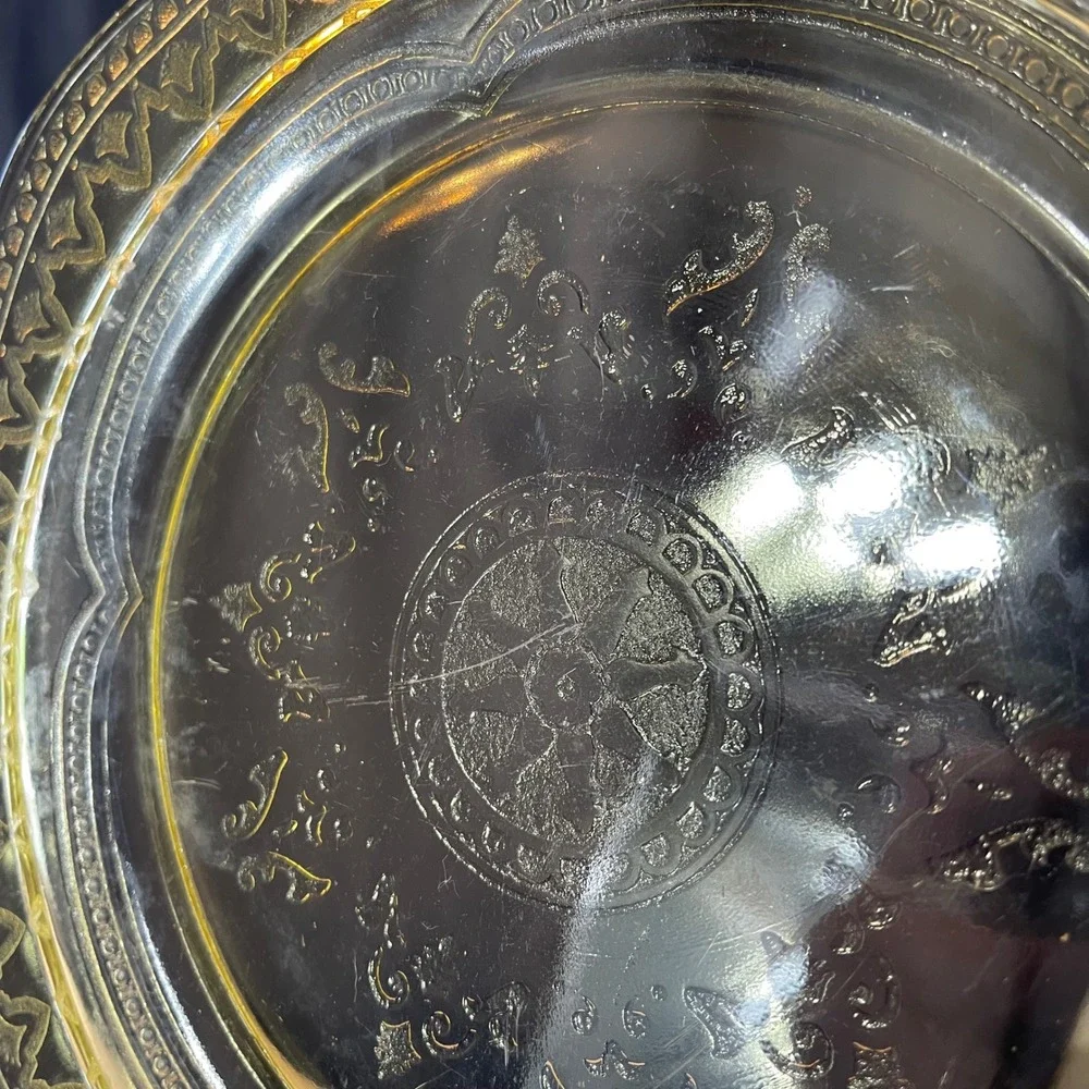 Vintage 1930's Federal Glass Patrician Spoke Dinner Plate Yellow Depression